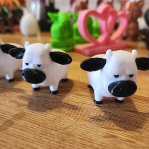 Cute Mini Cow Figurine Pair - White & Black